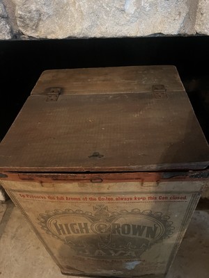 Antique High Crown Java Coffee Store Bin 50 Lb. 23x14x14. Heavy Cardboard-Wood