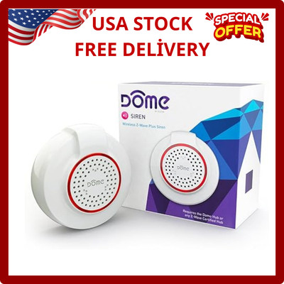 Dome Home Automation Wireless Z-Wave Battery-Powered Home Security Siren and Chi