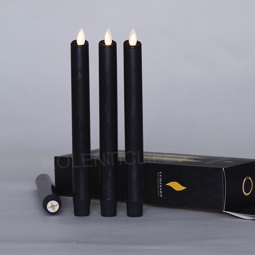 Halloween 9" Luminara Flameless Taper Candles Set of 6 Moving Wick Black Remote - Picture 6 of 13