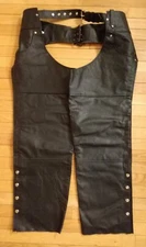 NWT Alpha Cycle Gear Genuine Leather Riding Chaps Black Sz 40