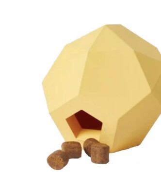 Boots & Barkley Yellow Faceted Rubber Occupy Treat Dispenser Dog