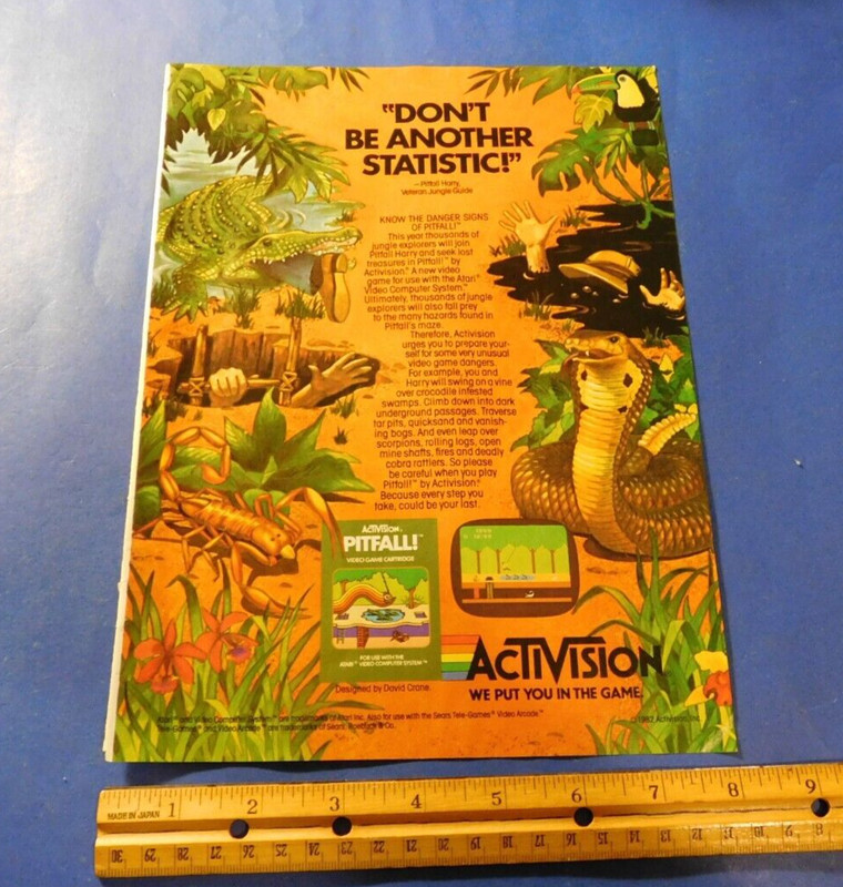 Vintage Video Game Ad 1982 Activision Pitfall for Atari 2600