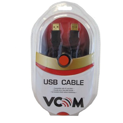VCOM USB Stecker - Stecker Kabel vergoldet 5 Meter für PC & Mac kompatibel CU203G-B5
