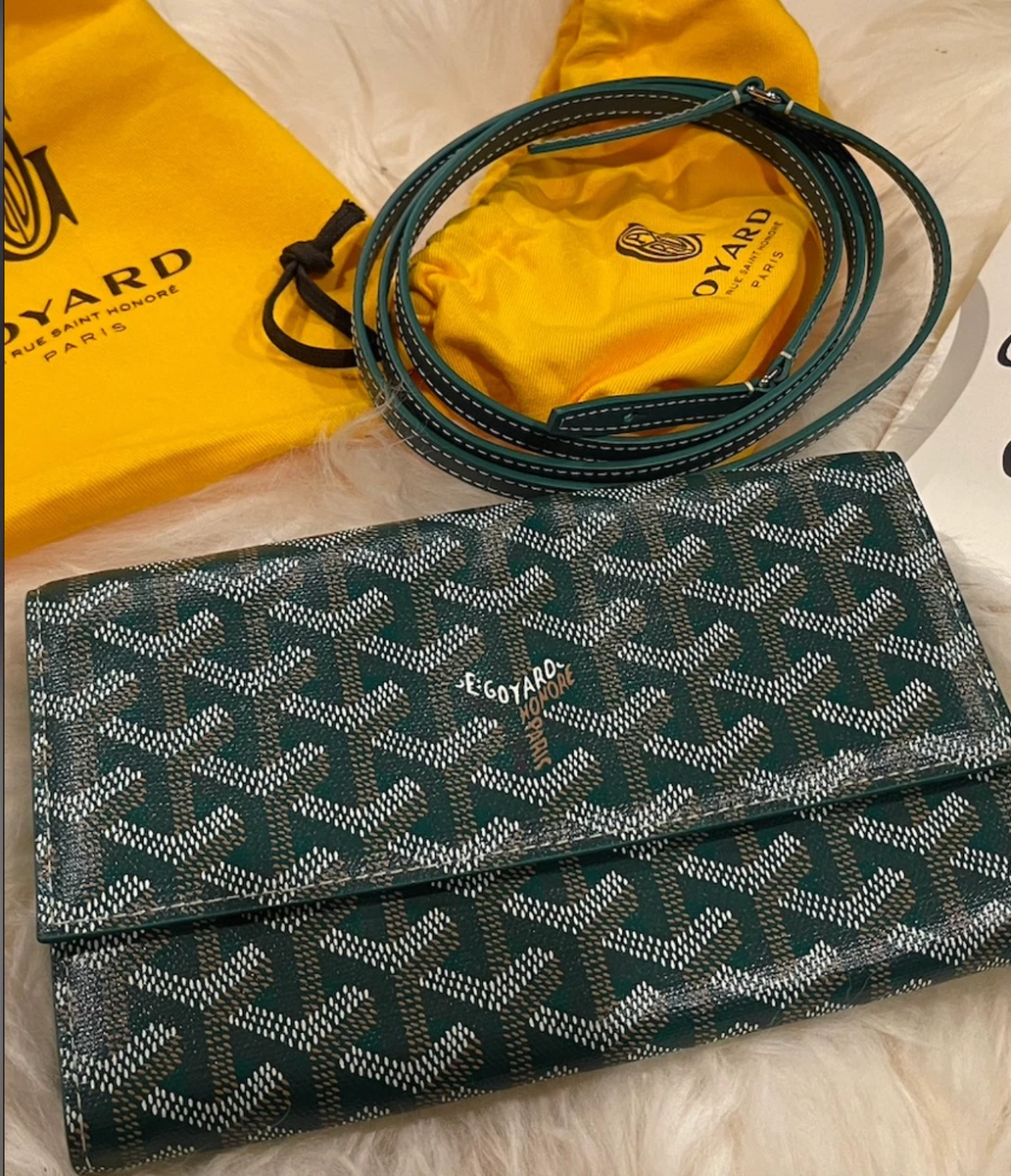 NEW Goyard Varenne Continental Wallet Crossbody Green Bag Removable Strap