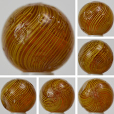 Handmade Gooseberry Marble, Amber Glass, 11/16 in, Good , Chip, Germany, S1398