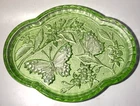 Vintage Sowerby Green Glass Butterfly Dressing Table Set Tray