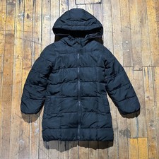 Gap Parka Jacket Kids Small Black Regular Fit Long Sleeve Hooded Full Zipper