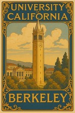 University of California Berkeley Mid-Century Style Poster 🌟 24x36” - Retro