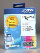 BROTHER - LC20E3PKS - SUPER HIGH CAP XXL - Cyan/Magenta/Yellow Ink - Exp. 11/27