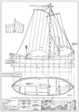 Modellbauplan Schiff Keitelkahn / Kurenkahn vom Kurisches Haff 8 Seiten Din A1