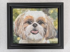Shih Tzu - Pet Dog Portrait - Original acrylic painting 8 x 10 in - Framed