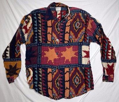 Rodier Paris 100% Silk Colorful Southwestern Geometric Pattern Womens Size 3