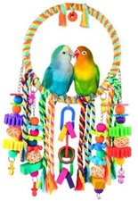 Bird Toys, Bird Swing Toy Bird Perch with Colorful Chewing Toys, Orange
