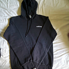 adidas Black Fleece Pullover Hoodie Logo Pock...