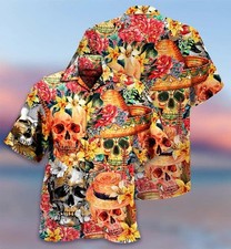 Skull Aloha Hawaiian Shirt For Summer  Skull Beautiful And Flowers Hawaiian Sh