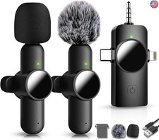 3 in 1 Mini Microphone,Wireless Lavalier Microphones for iPhone Android Camera