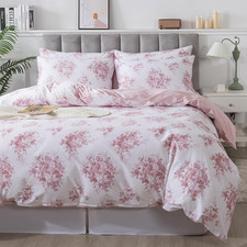 Pink Rose Floral Duvet Cover Sets Queen 100 Cotton Reversible Blush Comforter C