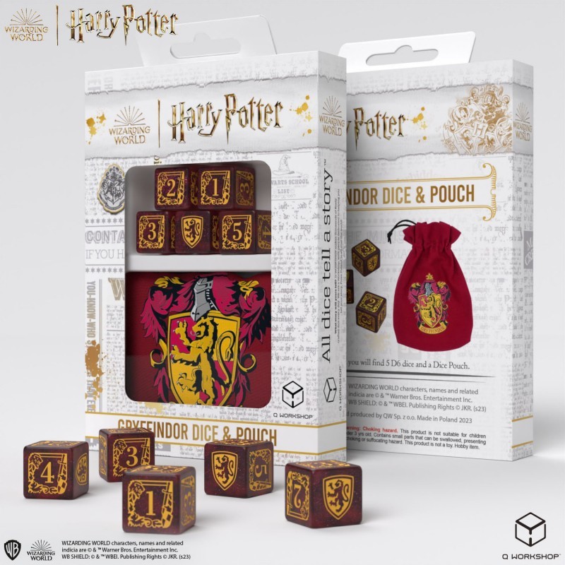 Q-Workshop BNIB Harry Potter. Gryffindor Dice & Pouch