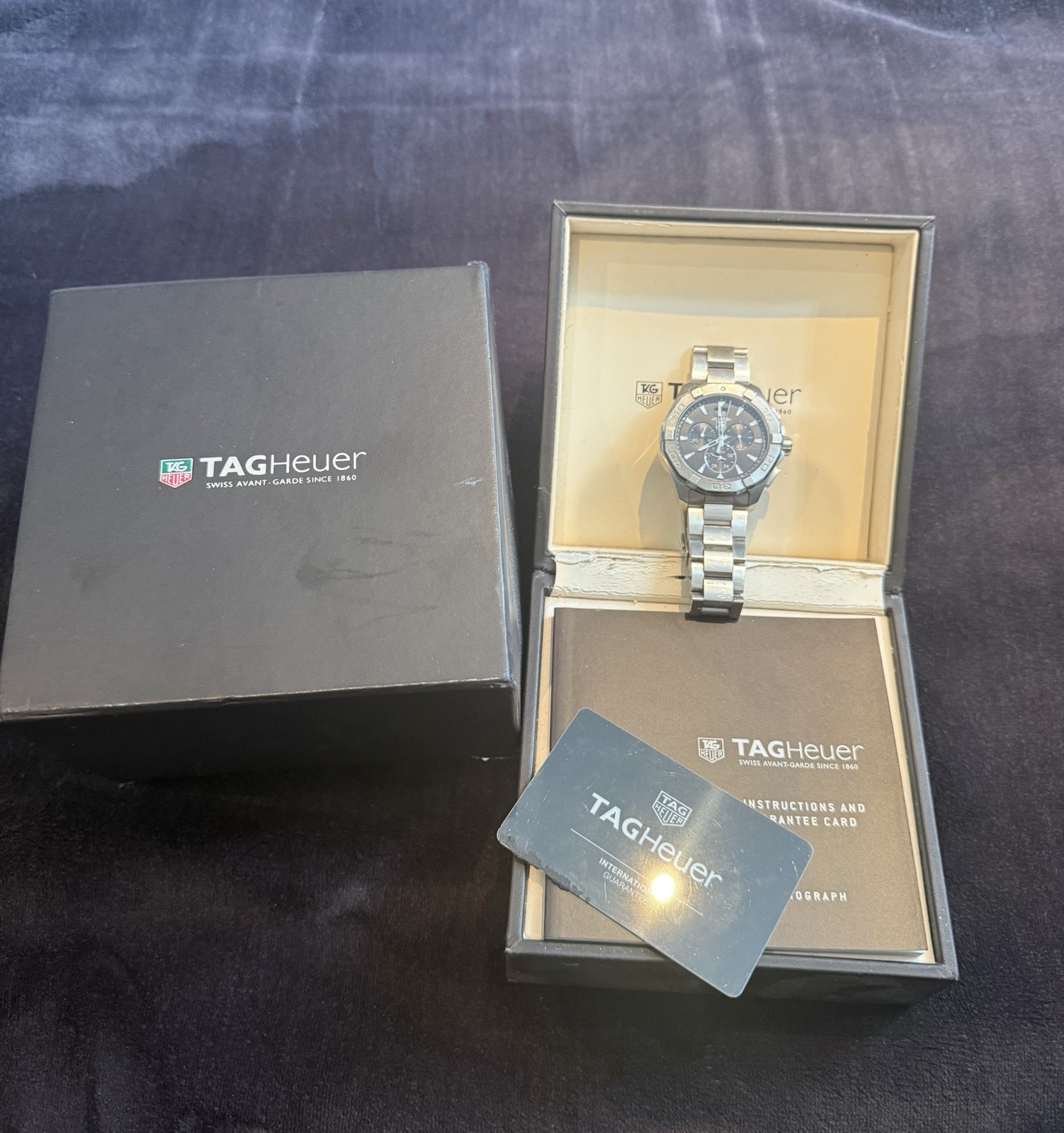 TAG Heuer Aquaracer CAY1110-0 300M Chronograph 43mm Black Dial Box & Papers