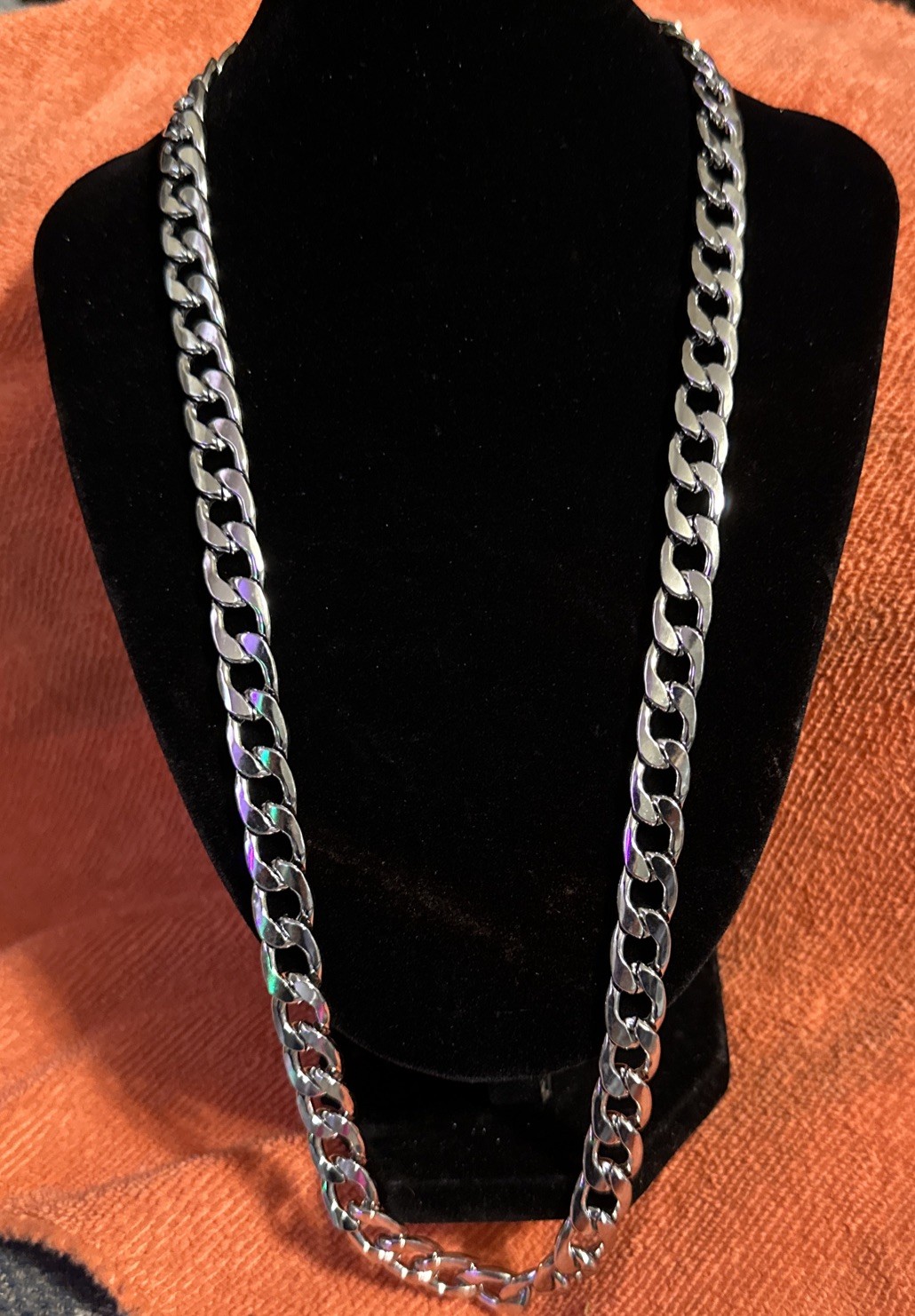 22” MEN’S Stainless Steel 10mm Silver Cuban Curb Chain Necklace