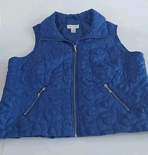Christopher  Banks Blue Lined Embroidered Vest Size Large For Women
