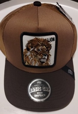 Basic Cap Trucker Hat  Lion  Headwear Supply Brown SnapBack Cap
