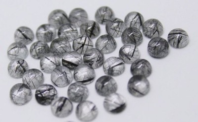 Natural Black Rutile Round Cabochon 5mm To 15mm Loose Gemstone