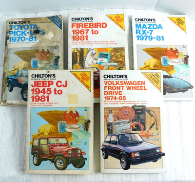 Chiltons Vehicle Repair Books Mechanic Service Lot of 5 Books Jeep RX-7 Firebird