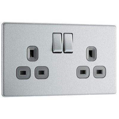 BG Elektrische Doppelschalt-Netzstecker Steckdose, Flachplatte schraubenlos,...