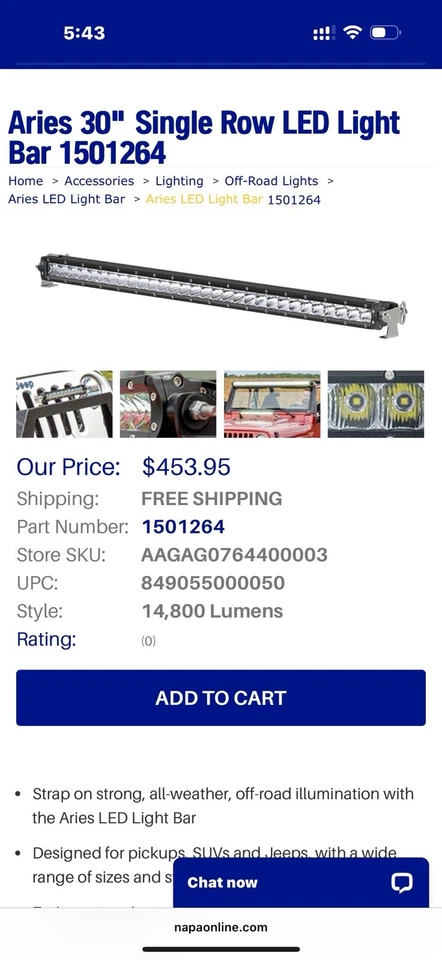 Barra de luz LED Aries 30" de una fila (14.800 lúmenes) parte # 1501264 Foto 2 de 2