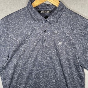 Travis Mathew Cotton/Poly Navy Floral Polo Golf Shirt Men's Large