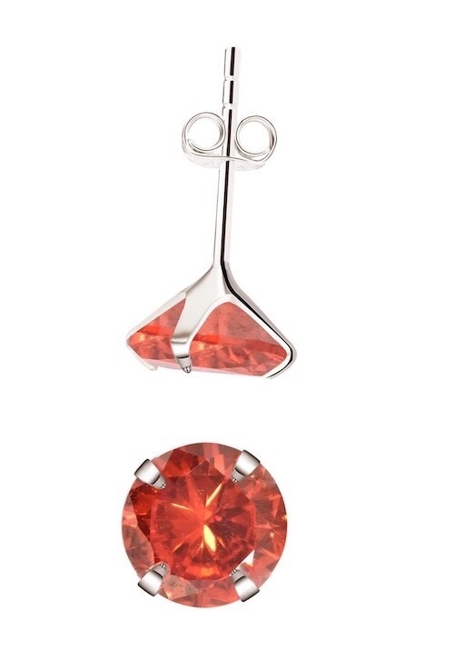 925 Silver 6mm Ruby Zircon Stud Earrings - July Birthstone