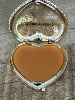 Vintage Estee Lauder Heart Compact Solid Perfume Silver Tone Used
