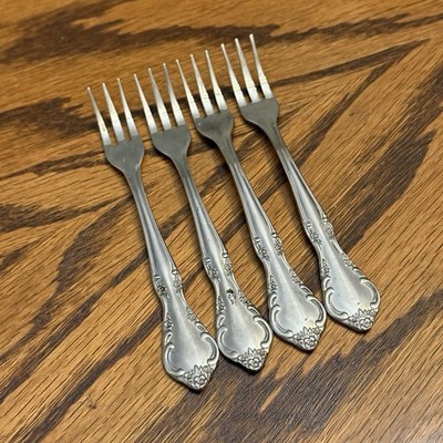 Estia Cascade Stainless Cocktail/Seafood Forks set of 4 Flatware 5 1/2 