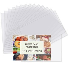 100 Recipe Card Protectors 4x6 Inch Plastic Covers for Recipe Cards Index Cards