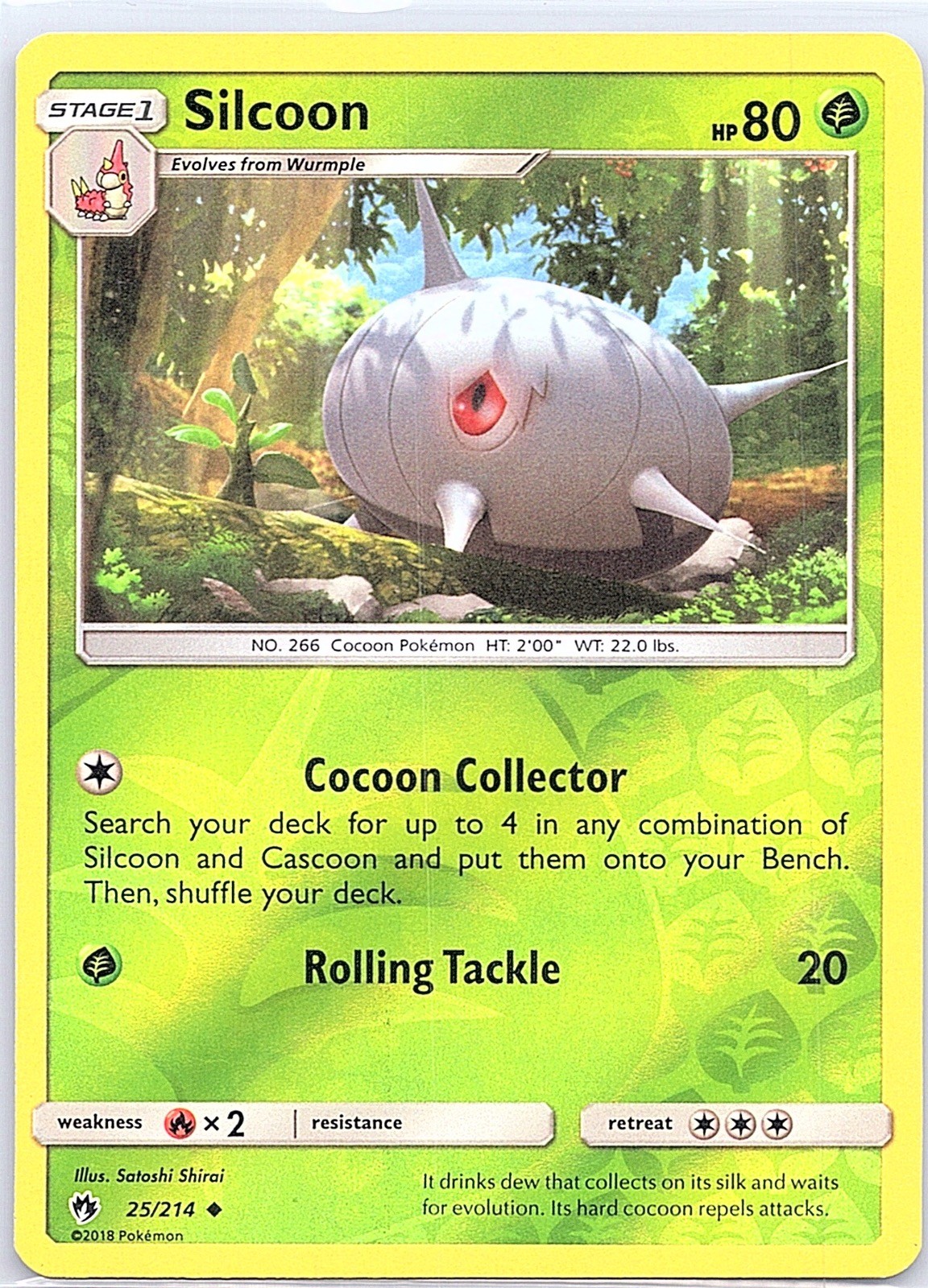 Silcoon 25/214 Uncommon Lost Thunder Pokemon Reverse Holo Near Mint