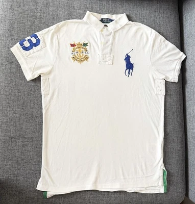 Polo Ralph Lauren Herren Poloshirt Kurzarm Gr. M Custom Fit Weiß  mit Big Pony - Bild 1 von 3