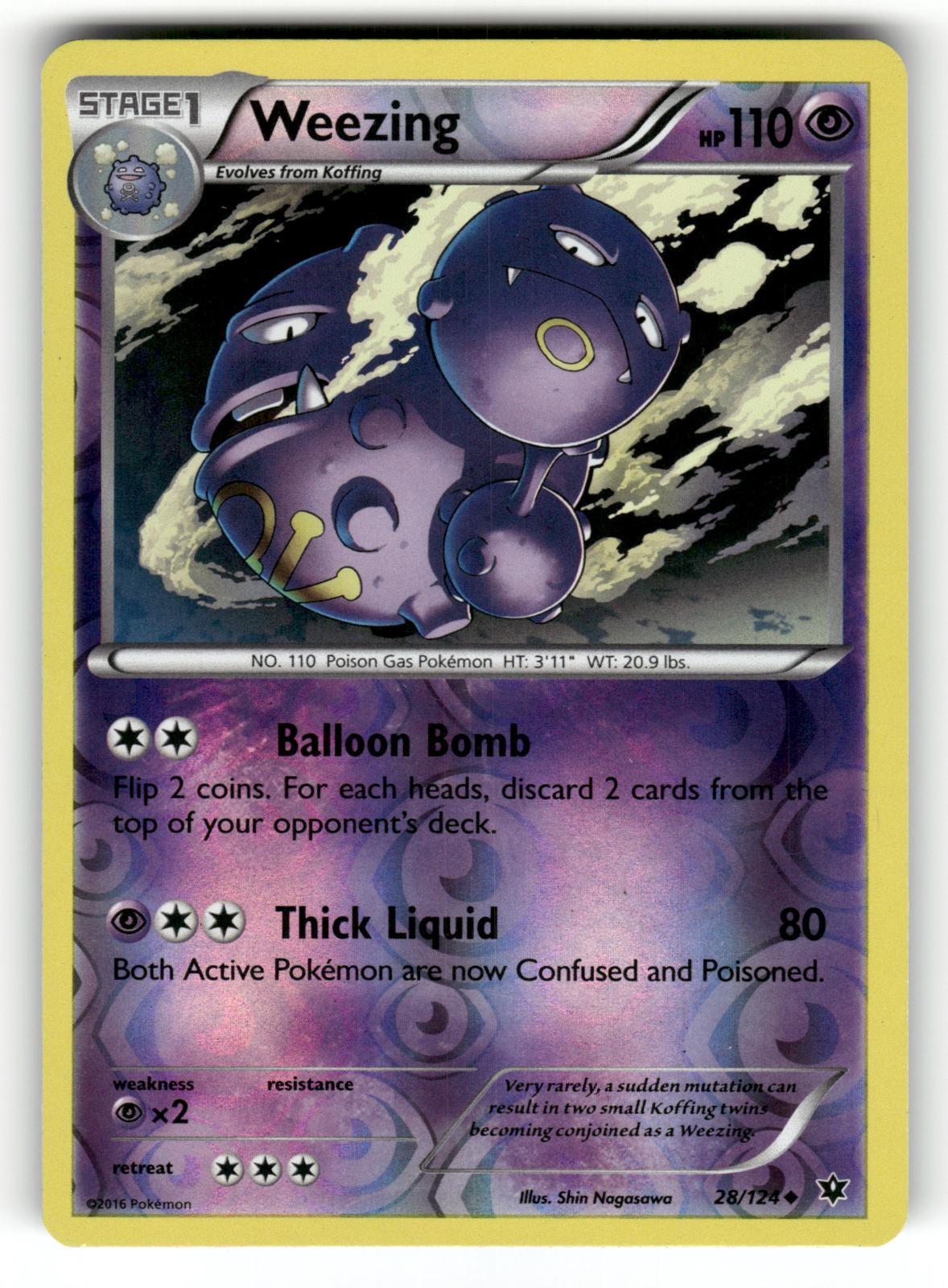 Weezing LP 28/124 Reverse Holo Fates Collide Pokemon Uncommon