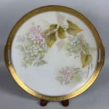RS Germany RHS29 Gold Floral Trim Cake Plate 9.5" Reinhold Schlegelmilch