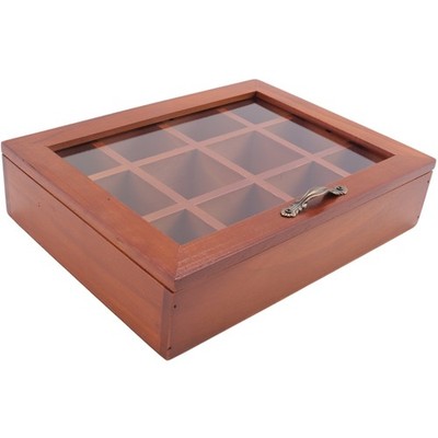 12 Gitter Holz Teebeutel Aufbewahrungsbox Kaffeebeutel Boxen mit Klarsichtdeckel V2H68585