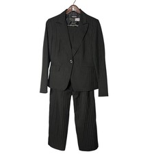 John Meyer Collection Suit Set Womens Size 8 Black Pinstripe Blazer Pants