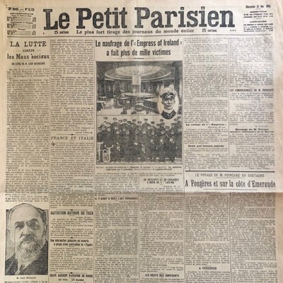 Journal LE PETIT PARISIEN 31/05/1914 Shipwreck of the Empress of Ireland #Fougères
