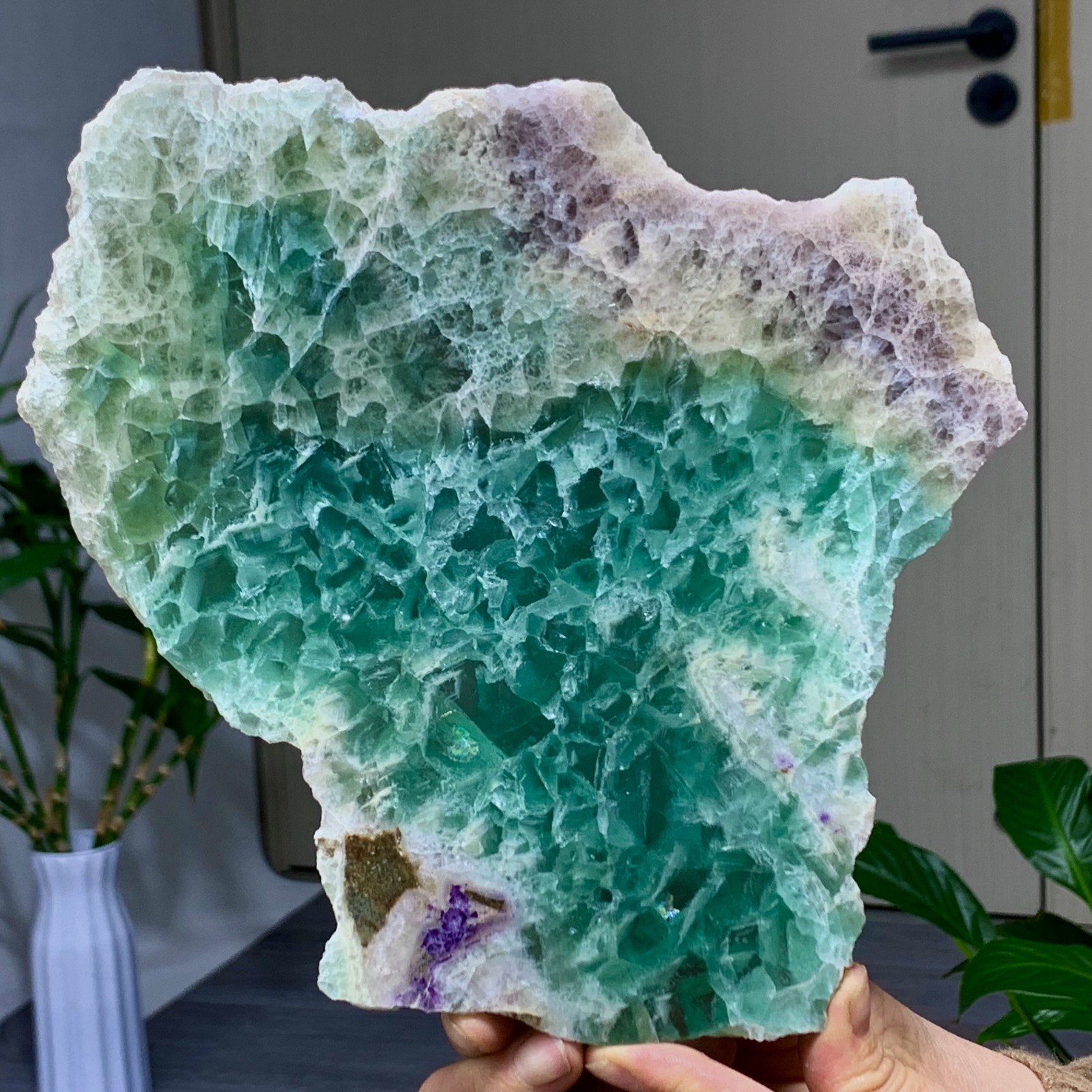 2.44LB Natural colored fluorite slice quartz crystal flake mineral specimen