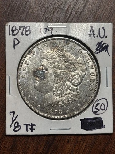 1878 Silver Morgan Dollar Reverse 7/8 Tail Feathers Strong- AU