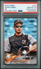 2018 Topps Signed Adam Jones Image Vaiation SP Card Auto #142 Orioles ~ Psa 10