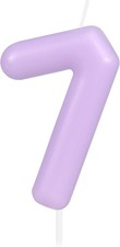 Macaron Number 7 Candle - Purple Happy Birthday Candles for Cake, 7 Birthday