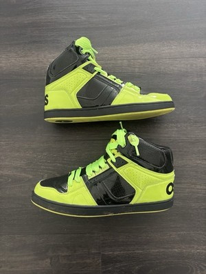 RARE Osiris NYC 83 Neon Green Black Bronx Rare Y2K Skate Hi Men s Size 11.5