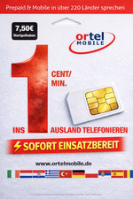 Ortel Prepaid SIM Karte – 7,5 € Guthaben – EU Roaming – 5G – 3in1 - Ohne Vertrag
