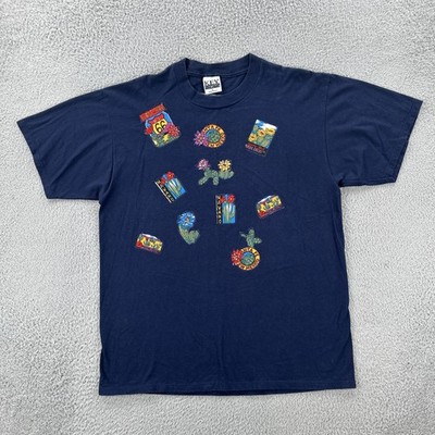 Vintage Key Elements Mens Large Blue T Shirt Made In USA Embroidered Santa Fe NM