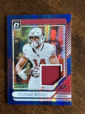 2024 Panini Donruss Optic Michael Wilson Optic Threads Patch #DTB-MWN Blue Hyper